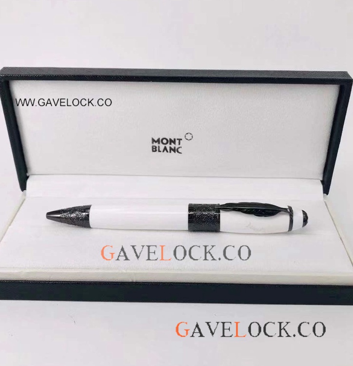 AAA Grade MontBlanc Daniel Defoe White Black Ballpoint Pen